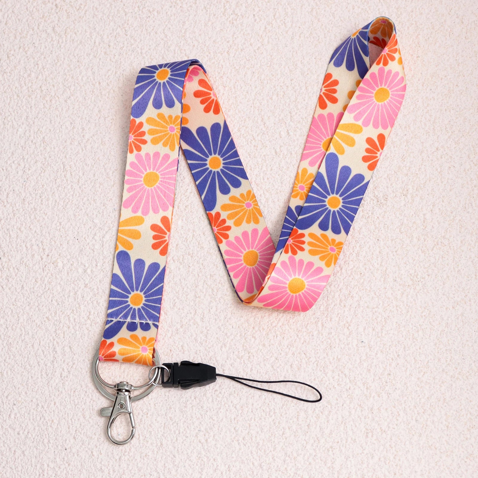 Cell Phone Lanyard Color Flower Neck Lanyard for ID Card Holder Cute Daisy Polyester Lanyard Necklace Accessories Gift