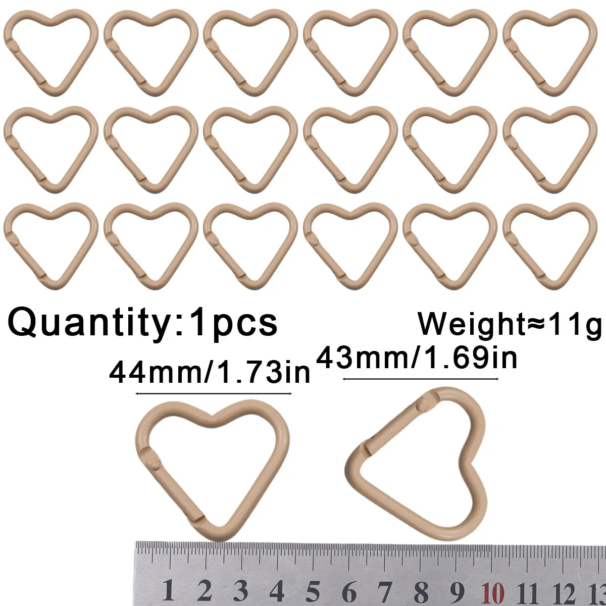 Peach Heart Baked Lacquer 44mm Spring Clip 1~20pcs Keychain for Jewelry Making Key Chain Cell Phone Chain Pendant DIY Accessorie