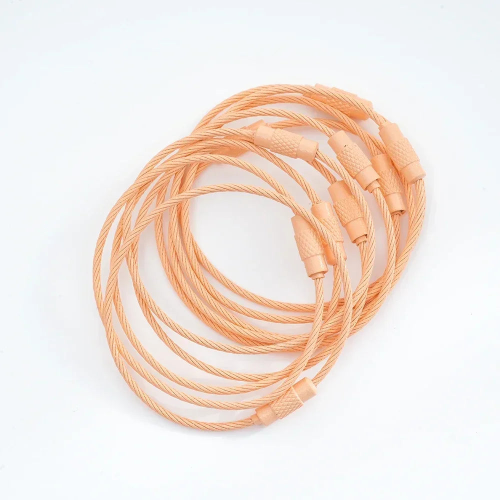 5pcs Colorful Metals Steel Wire Keychain Loop Solid Color Loop Holder Key Chains Diy Key Chain Cell Phone Chain Accessories