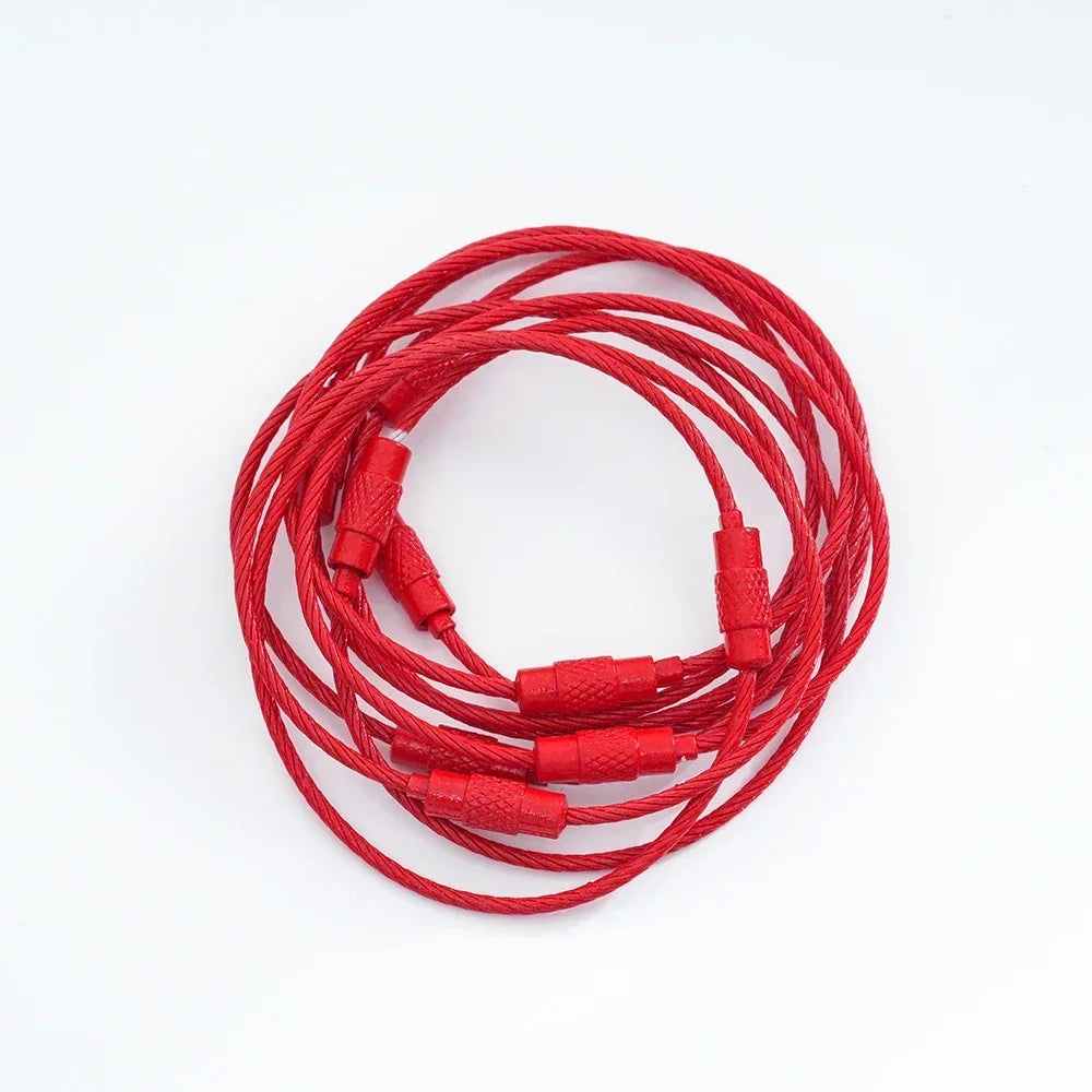 5pcs Colorful Metals Steel Wire Keychain Loop Solid Color Loop Holder Key Chains Diy Key Chain Cell Phone Chain Accessories