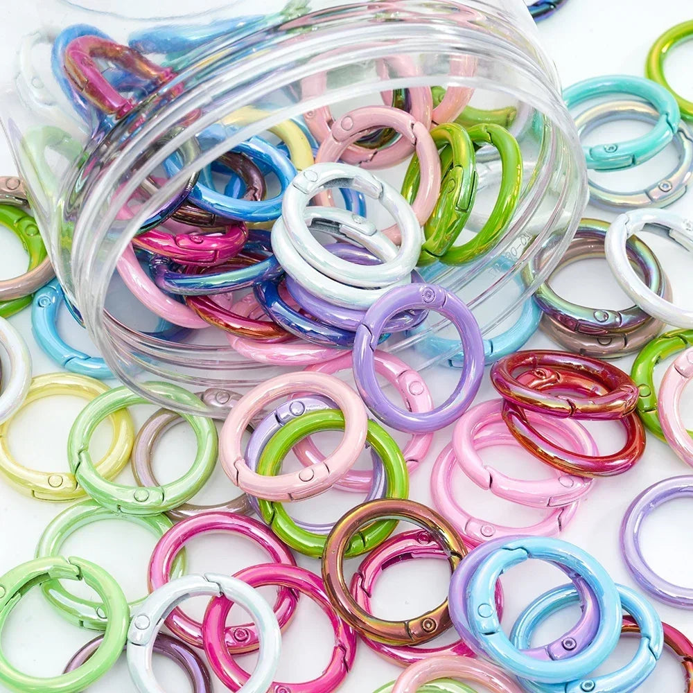 5pcs Colorful Round Lobster Clasp Key Connector DIY Key Chain Cell Phone Chain Keychain Making Accessories