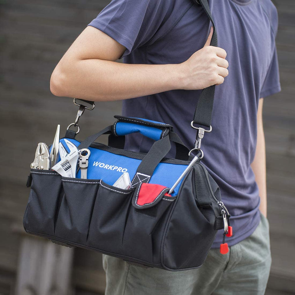 14-Inch Tool Bag, Multi-Pocket Tool Organizer with Adjustable Shoulder Strap