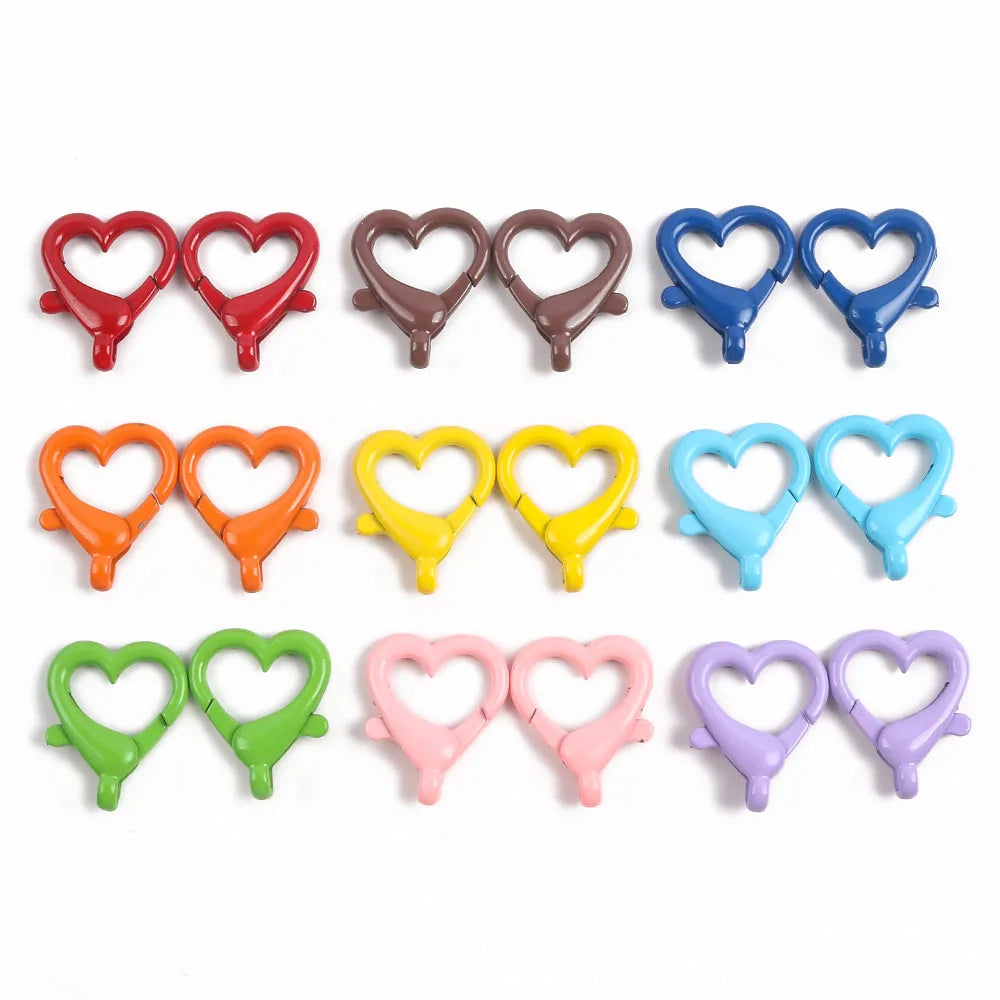 5pcs Multicoloured Alloy Heart Shape Lobster Clasp Key Connector Diy Key Chain Cell Phone Chain Keychain Making Accessories