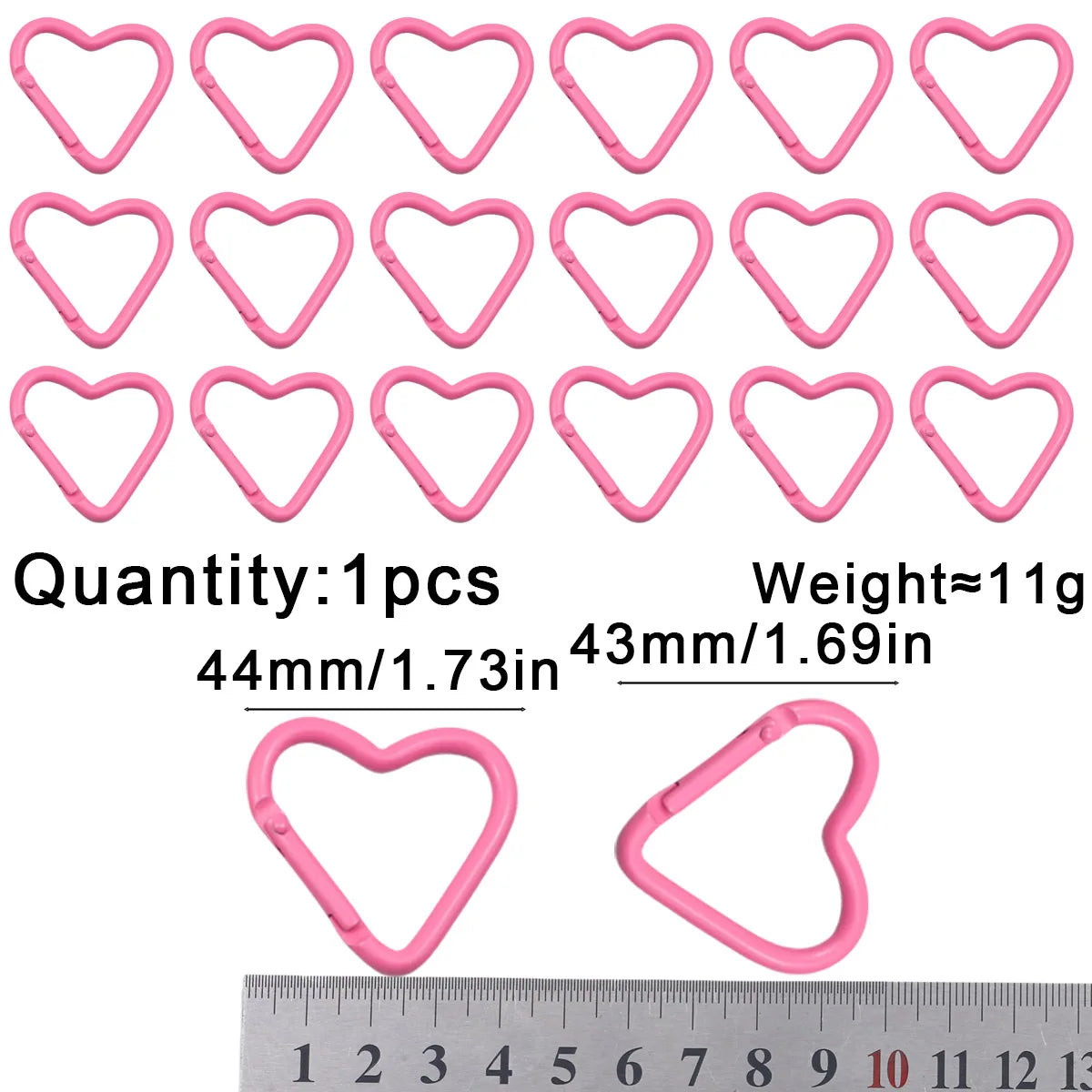 Peach Heart Baked Lacquer 44mm Spring Clip 1~20pcs Keychain for Jewelry Making Key Chain Cell Phone Chain Pendant DIY Accessorie