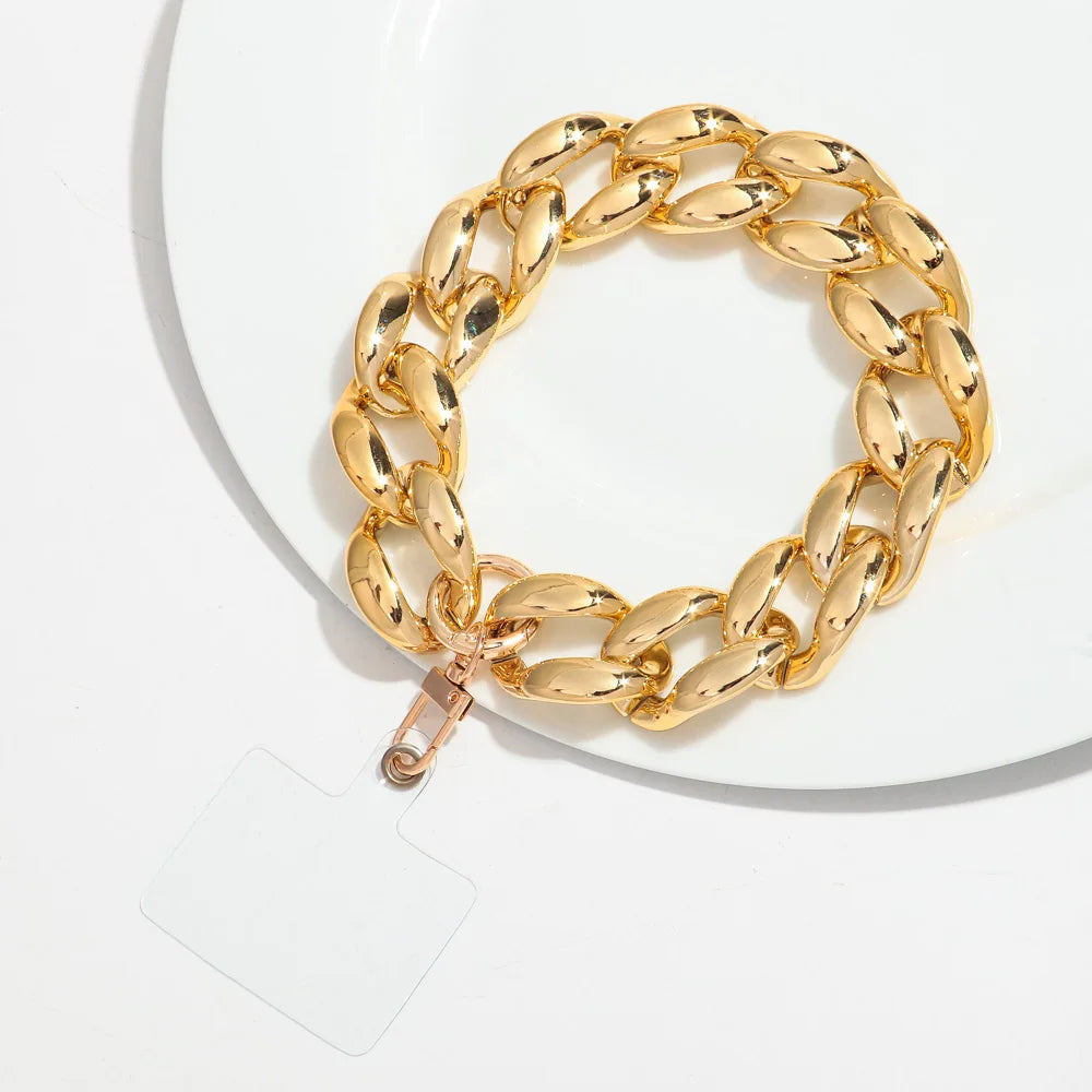 New Turquoise Acrylic Chunky Cuban Chain Mobile Phone Lanyard Men Women Rock Key Cellphone Cases Strap Accessories Jewelry Gift