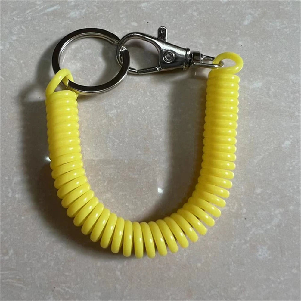 1Pcs Elastic Spring Rope Keychain Multicolor Anti Theft Adjustable Keyrings Bags Wallet Cellphone Accessories Car Key Holder