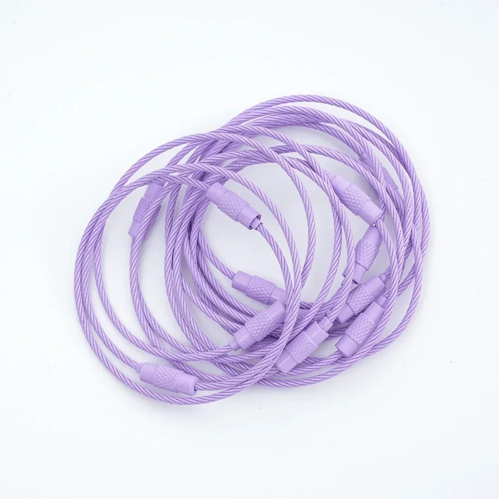 5pcs Colorful Metals Steel Wire Keychain Loop Solid Color Loop Holder Key Chains Diy Key Chain Cell Phone Chain Accessories