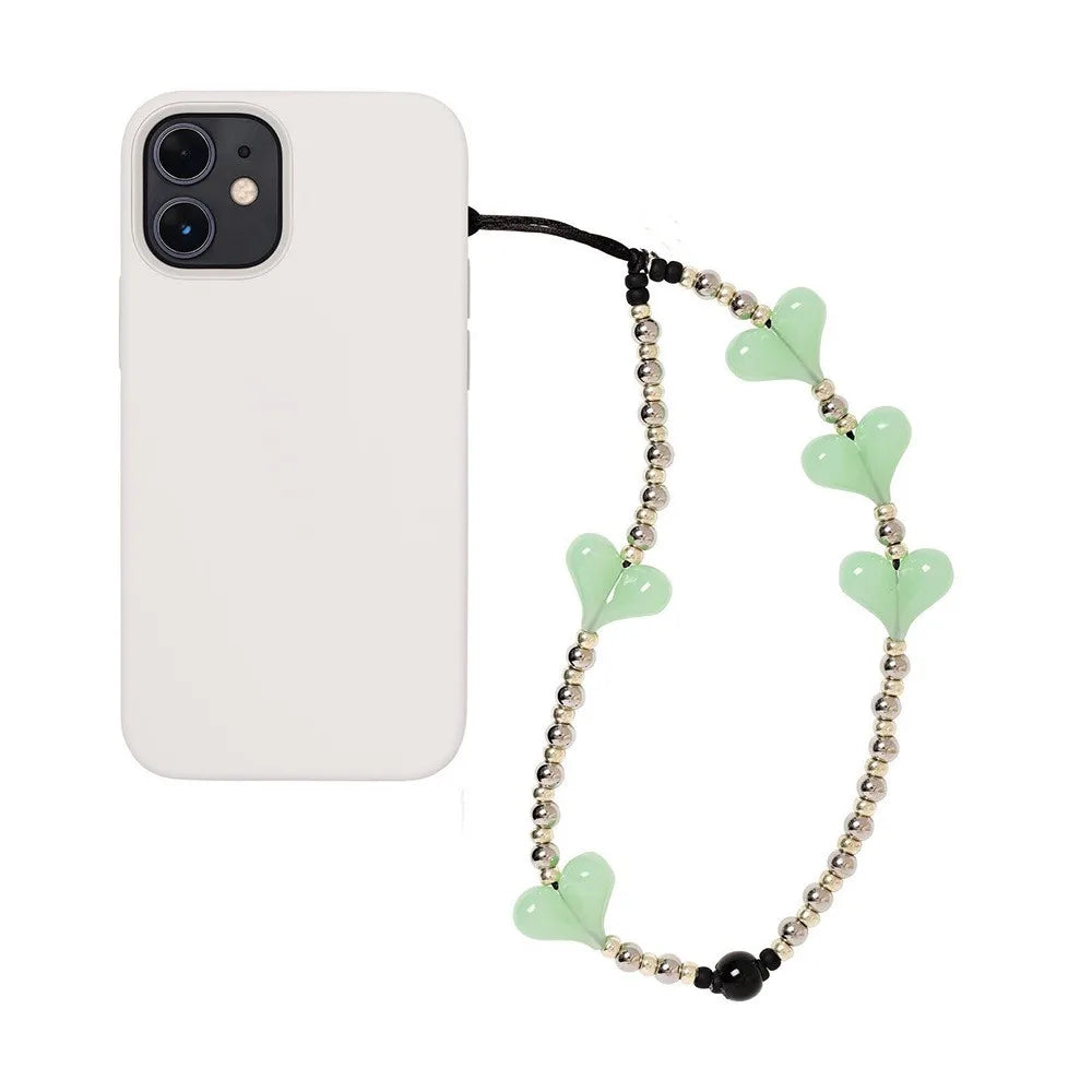 HERLOOK Heart Phone Charm Y2K Accessories Metal Beads Chain for Cell Phones Mobile Strap