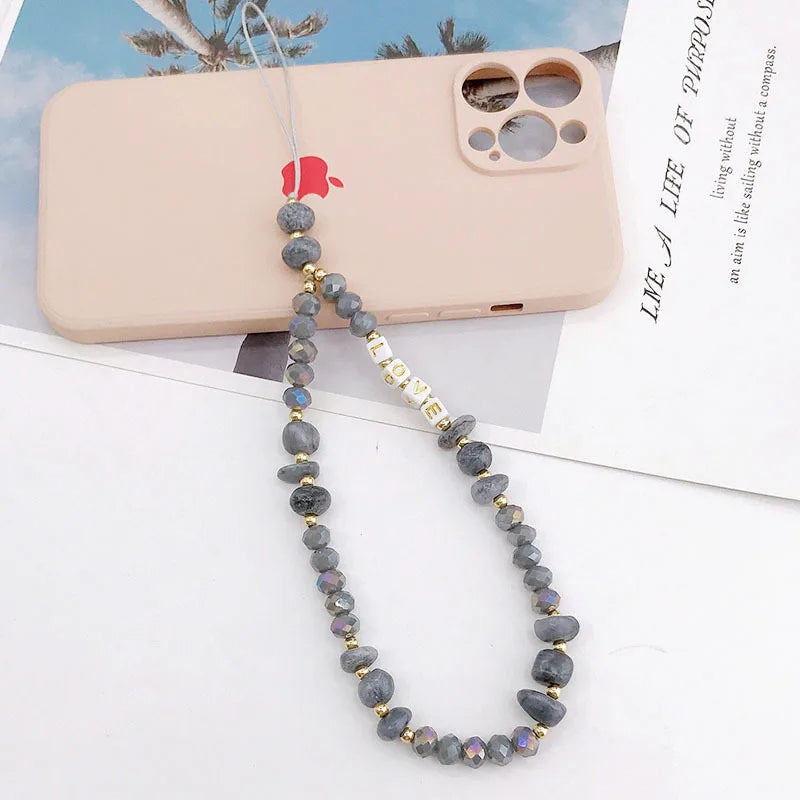 2023 Pink Acrylic Heart Cellphone Chain Lanyard Jewelry for Women Vintage Devil Eye Flower Charm Phone Case Strap Accessories