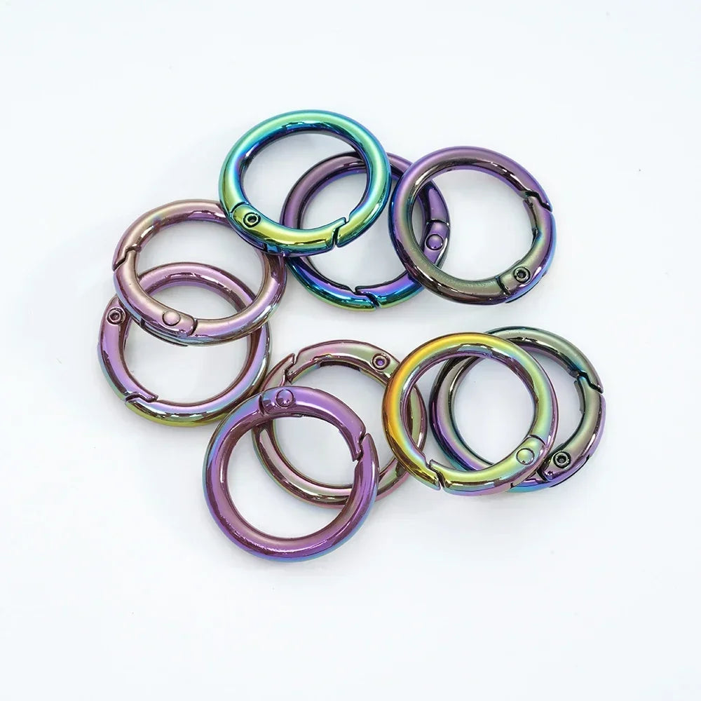 5pcs Colorful Round Lobster Clasp Key Connector DIY Key Chain Cell Phone Chain Keychain Making Accessories