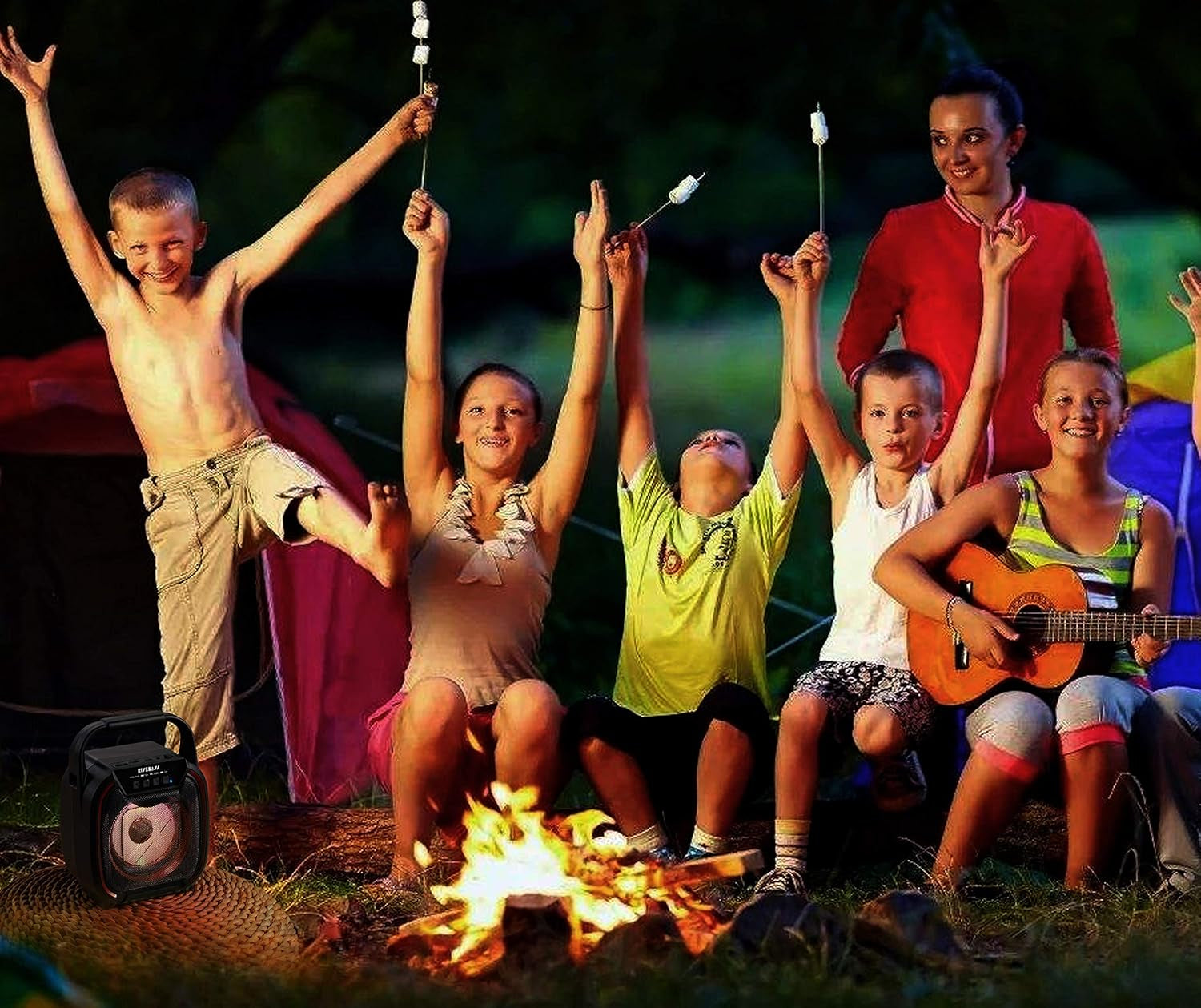 Portable Wireless Bluetooth Speaker with TWS Function - Rechargeable Mini Speaker with Party Lights for Indoor and Outdoor Use