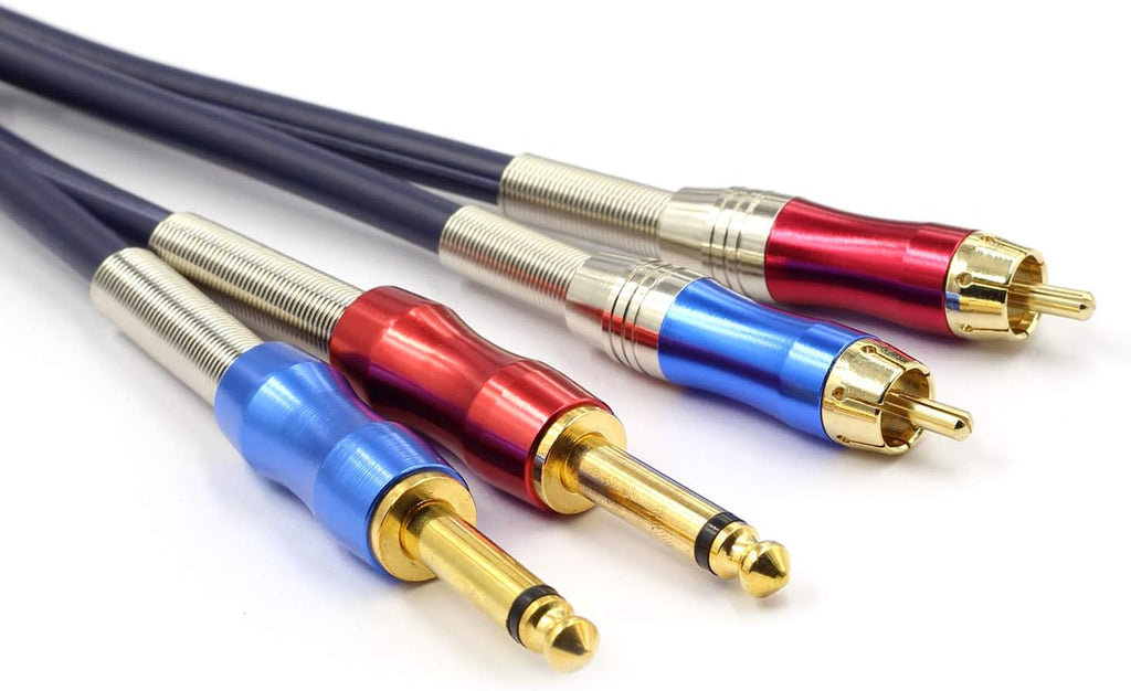 Dual 1/4 Inch TS to Dual RCA Stereo Audio Interconnect Cable Patch Cable Cords -6.6 Ft