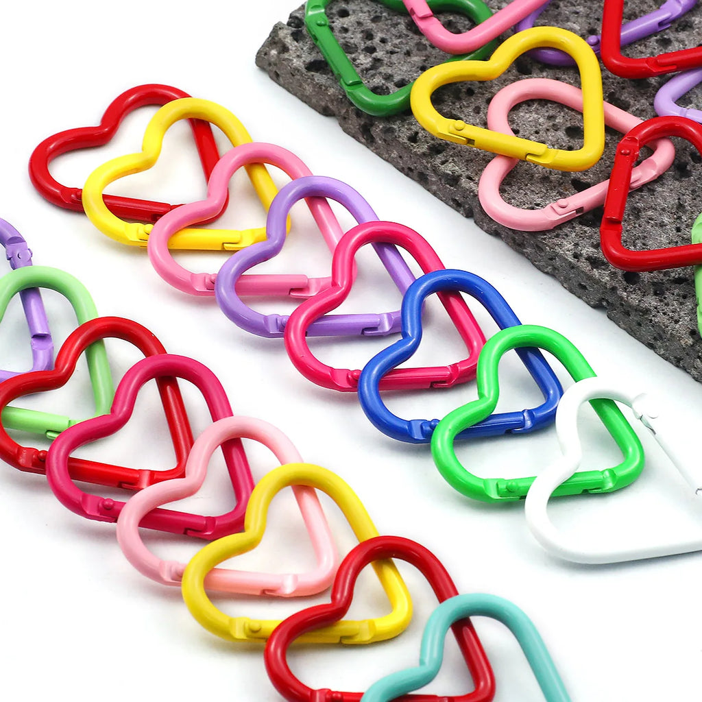 Peach Heart Baked Lacquer 44mm Spring Clip 1~20pcs Keychain for Jewelry Making Key Chain Cell Phone Chain Pendant DIY Accessorie