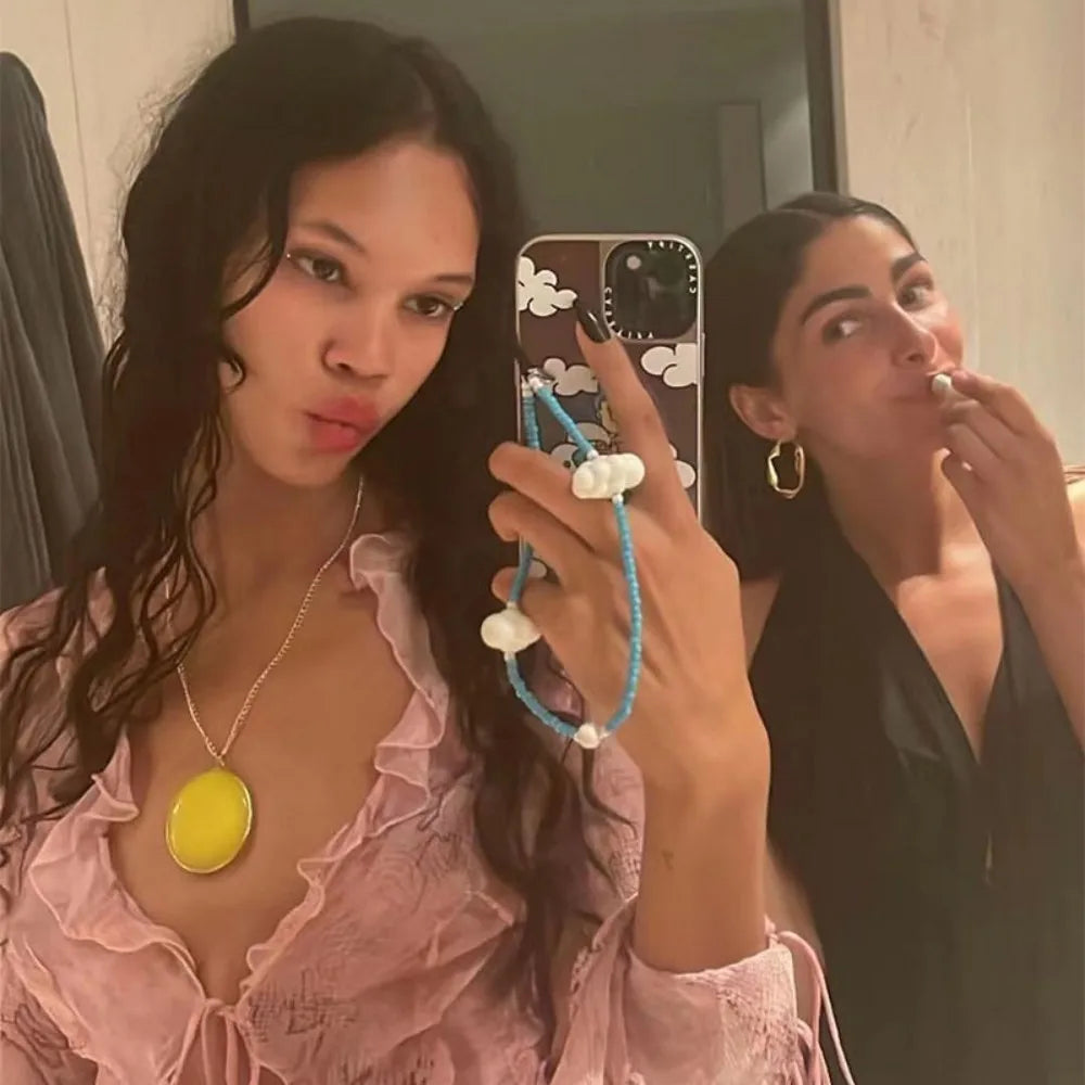 KKBEAD Blue Sky & White Clouds Phone Charm Strap Jewelry New Kpop Phone Accessories Telephone Chain Cellphones Lanyard