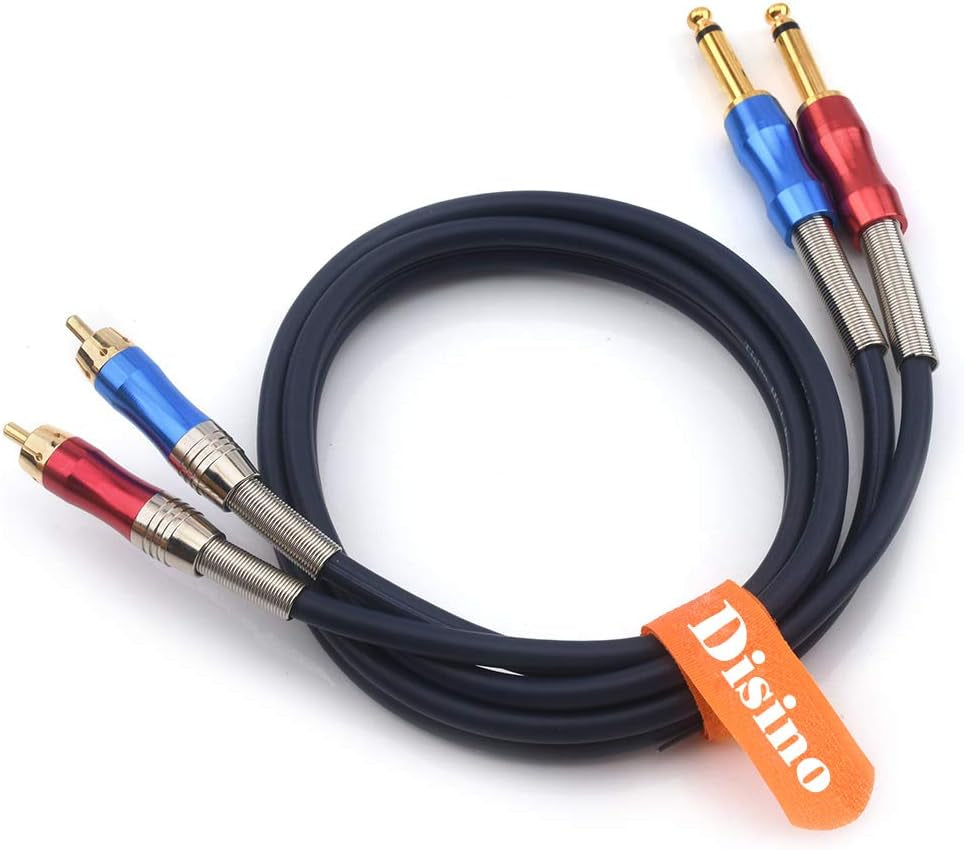 Dual 1/4 Inch TS to Dual RCA Stereo Audio Interconnect Cable Patch Cable Cords -6.6 Ft