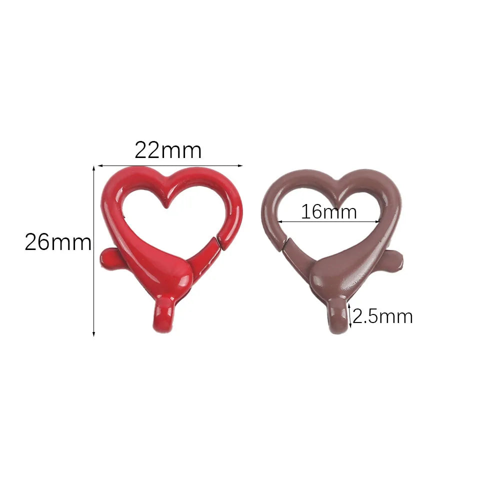 5pcs Multicoloured Alloy Heart Shape Lobster Clasp Key Connector Diy Key Chain Cell Phone Chain Keychain Making Accessories