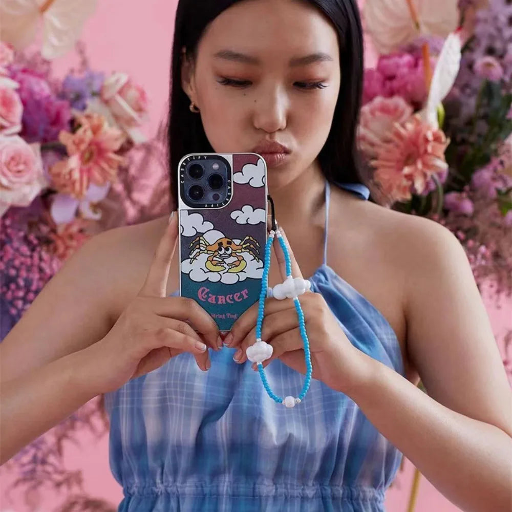 KKBEAD Blue Sky & White Clouds Phone Charm Strap Jewelry New Kpop Phone Accessories Telephone Chain Cellphones Lanyard