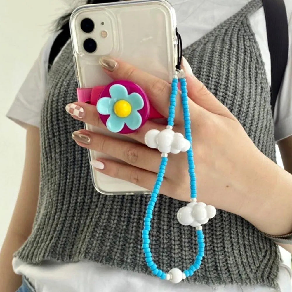 KKBEAD Blue Sky & White Clouds Phone Charm Strap Jewelry New Kpop Phone Accessories Telephone Chain Cellphones Lanyard