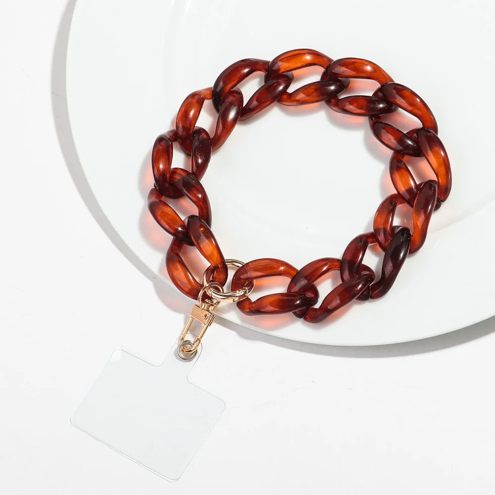 New Turquoise Acrylic Chunky Cuban Chain Mobile Phone Lanyard Men Women Rock Key Cellphone Cases Strap Accessories Jewelry Gift