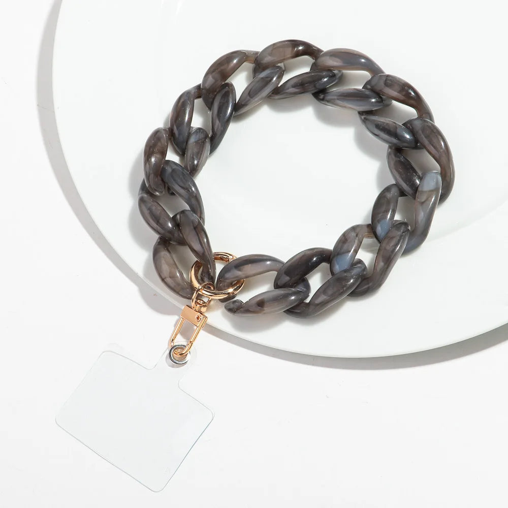 New Turquoise Acrylic Chunky Cuban Chain Mobile Phone Lanyard Men Women Rock Key Cellphone Cases Strap Accessories Jewelry Gift