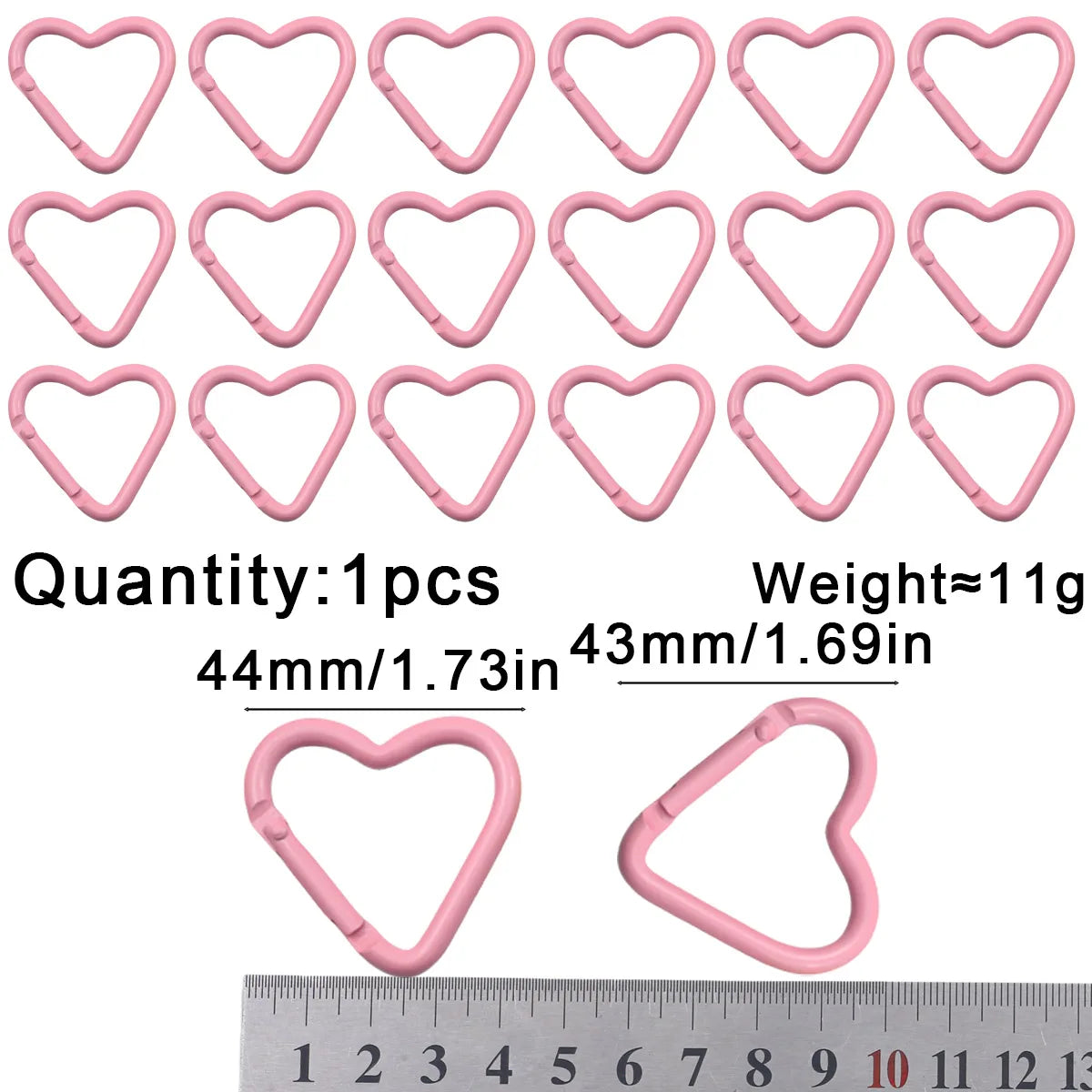 Peach Heart Baked Lacquer 44mm Spring Clip 1~20pcs Keychain for Jewelry Making Key Chain Cell Phone Chain Pendant DIY Accessorie