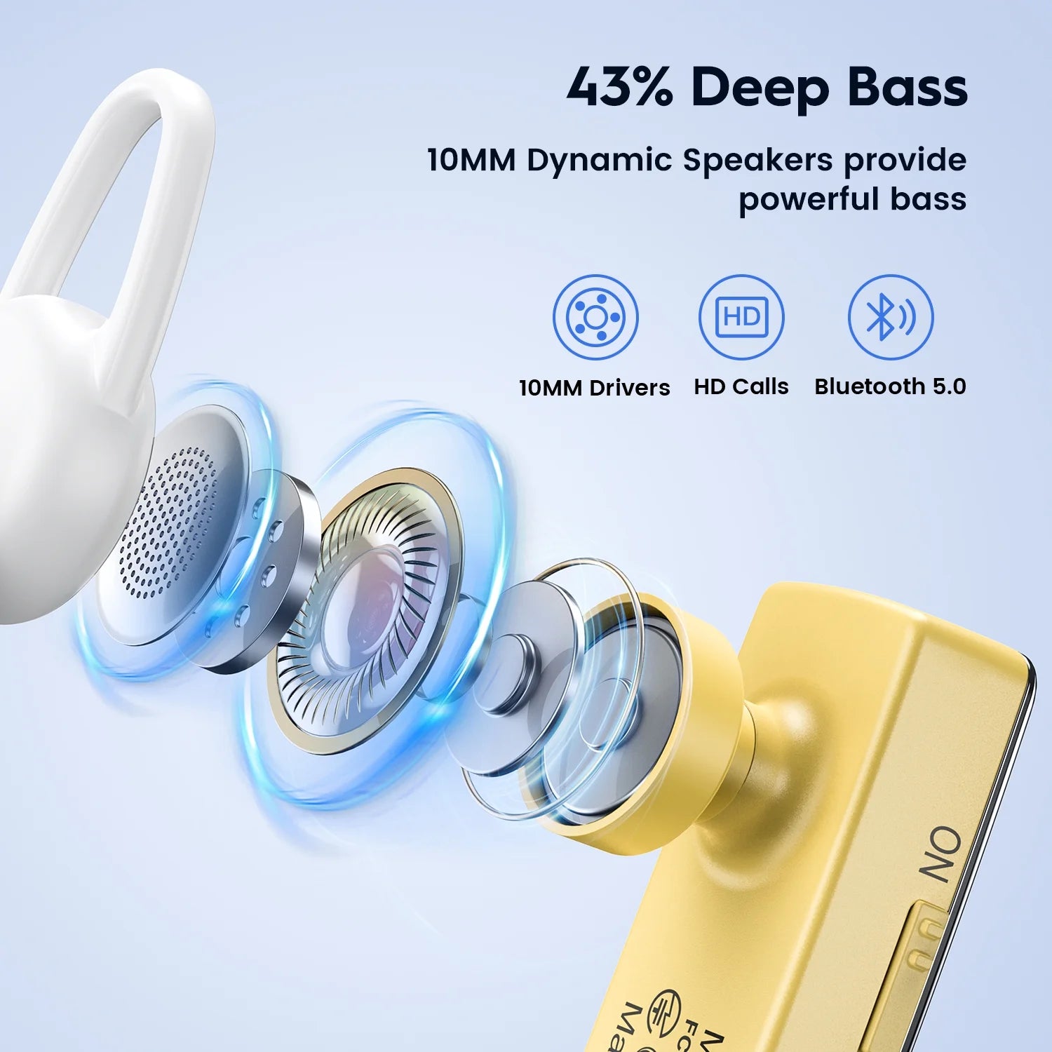 2PC Bluetooth Headphones V5.0 Wireless (24H Talk Time/180D Standby) W/Mic, Dual Device Connectivity for Iphone/Android/Samsung/Laptop, Business Trucker Headsets,Gold